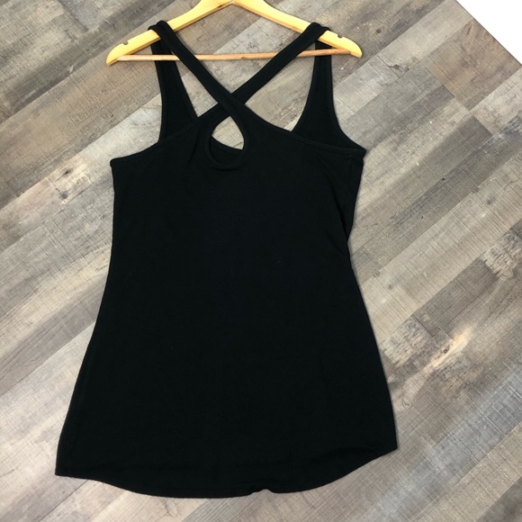 ATHLETA criss cross back  tunic tank top scoop neck black size M super soft - Picture 4 of 13